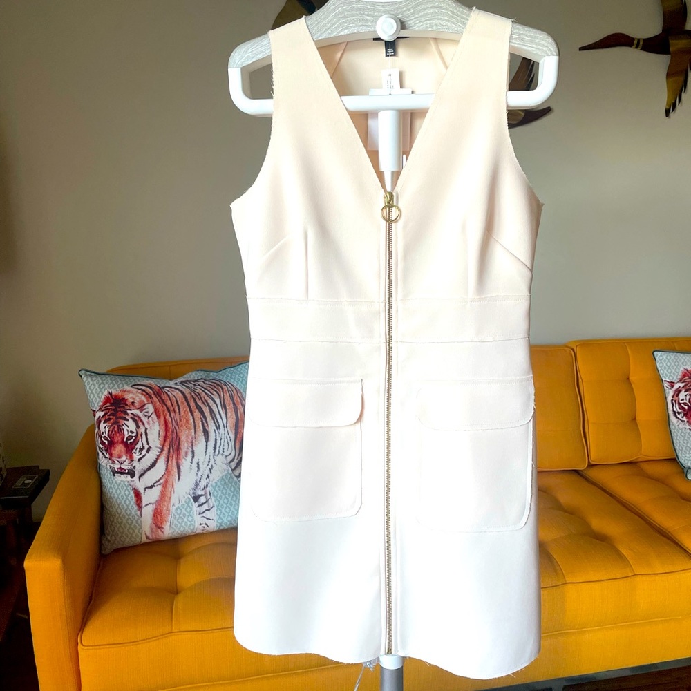 NWT - Topshop Cream Front Zip Utility Dress